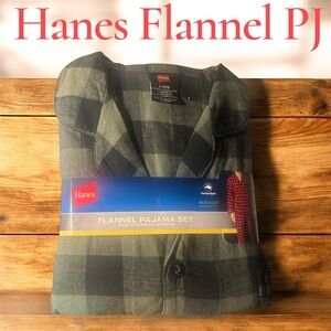 🆕Hanes Men's Soft Knit Cotton Flannel Pajamas 2-Piece Set Sz Lg NWT